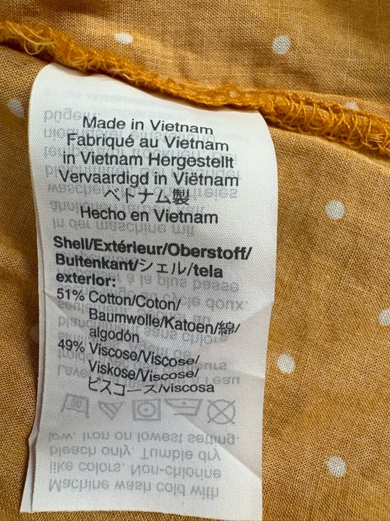 Madewell Mustard Yellow Polka Dot V-Neck Top. Size small - Picture 8 of 9